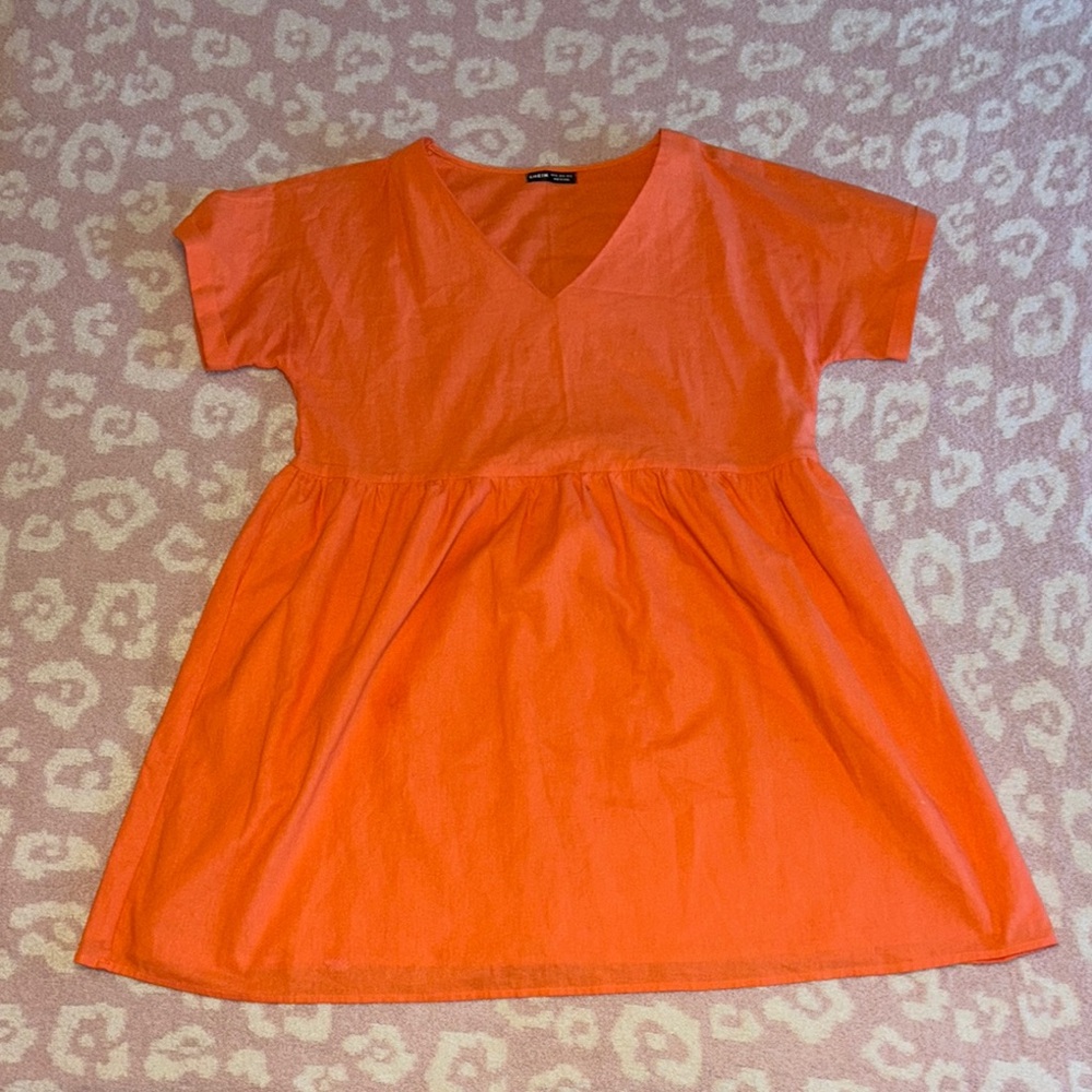 SHEIN Vibrant Orange Casual Kids Dress